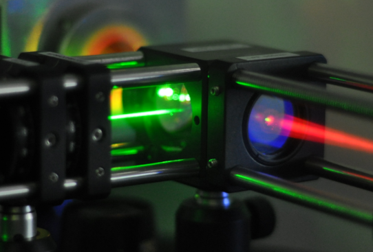 Liquid crystal lasers close up in lab