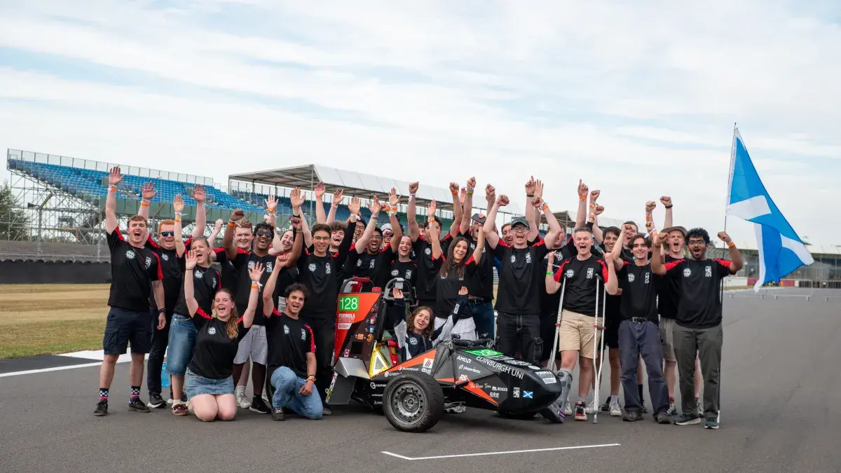 EUFS team celebrating their win at Silverstone