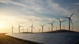 Solar panels and wind turbines