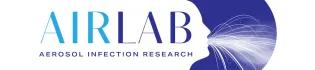AIRLAB in blue text with subtitle Aerosol Infection Research and face profile showing aerosol of human breath