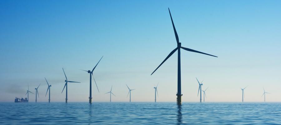 Offshore wind turbines at the Rampion wind farm