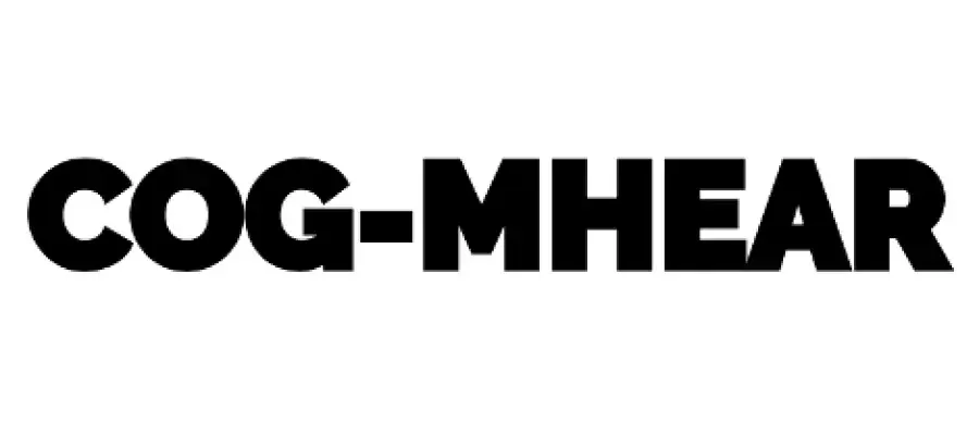 COG-MHEAR logo, black text on white backgrounf