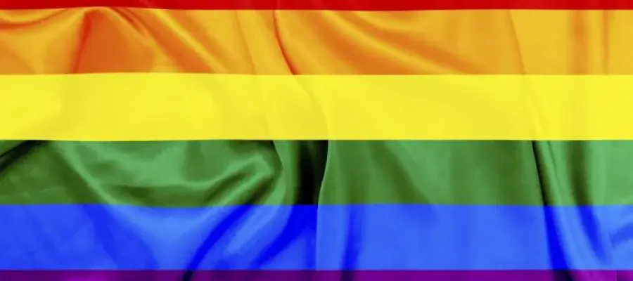 LGBT flag with pink, orange, yellow, green, blue and purple stripes