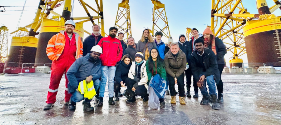 IDCORE CDT postgraduate research students visiting an industrual offshore energy site