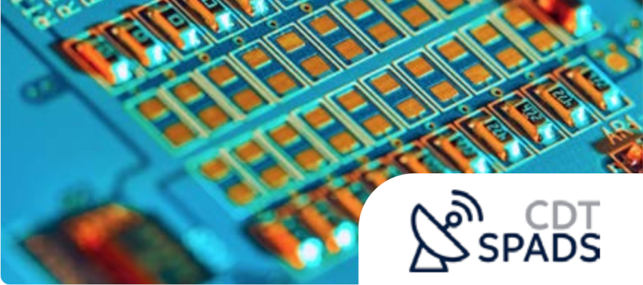electronics graphic and SPADS CDT logo