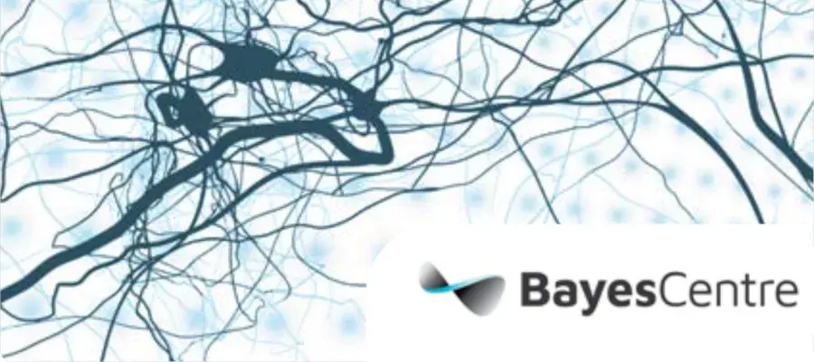 BAyes centre logo and neural network graphic