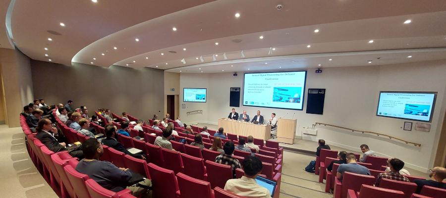 panoramic view of a lecture theatre during a Sensor Signal Processing for Defence conference