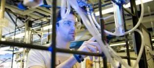 Engineering student in a chemical engineering laboratory