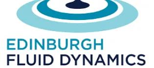 Edinburgh Fluid Dynamics Group logo text underneath graphical representation of a drop in water with expanding rings