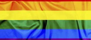 LGBT flag with pink, orange, yellow, green, blue and purple stripes