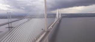 An aerial view of the Queensferry crossing over the Firth of Forth