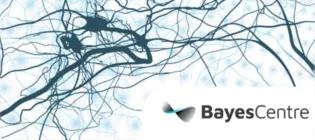 BAyes centre logo and neural network graphic