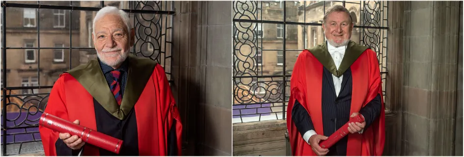 Professor Sergios Theodoridis (left) and Professor Richard Parker (right) || Leading engineering figures receive honorary degrees 