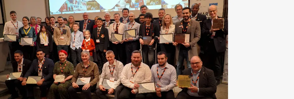 Medal winners at Primary Engineer's awards ceremony at the Institution of Mechanical Engineers (IMechE) in London || Award-winning prototypes bring young engineers’ ideas to life