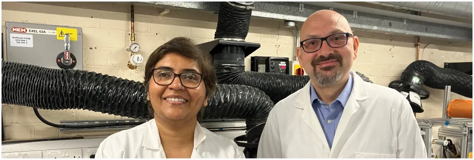 Dr Dipa Roy (left) and Professor Vasileios Koutsos (right) || Process to recycle wind turbines wins funding 