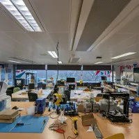 Wide shot of various equipment in a workshop