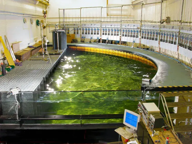 Curved wave tank facility