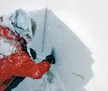 Dr Jane Blackford working on a snow pack