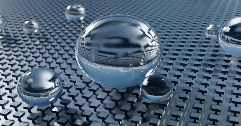 Image of bubbles on surfaces with superwettability