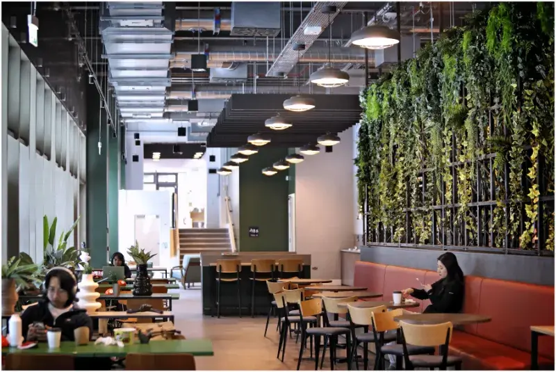 People eating lunch in the Nucleus Cafe