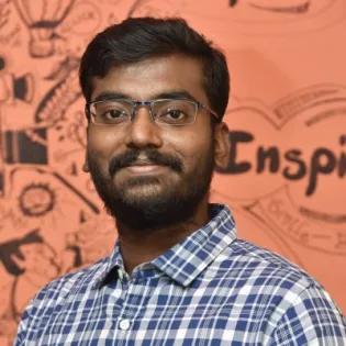 Student with doodles in the background