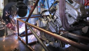 Frame welding with engine