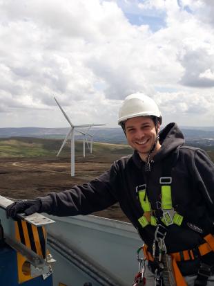 electrical power engineering student visiting a wind farm