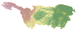 Antony Walker - Digital elevation model and river map (large rivers) of the 2 million km2 Yangtze basin.
