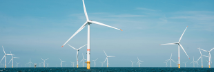 Wind turbines at sea.