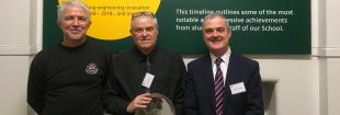(L-R) Eddie Monteith, David Gow and Head of School Conchúr Ó Brádaigh