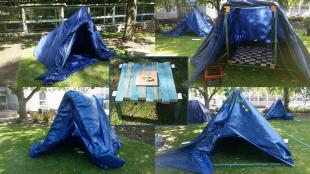 tent designs and the wooden table created by female students during the Headstart Inspire engineering course