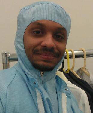 Mr Atif Syed, PhD student of the School of Engineering, in a laboratory clean suit