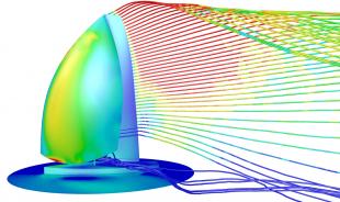 Unique flow features of yacht sails allow extraordinary fluid dynamic efficiency