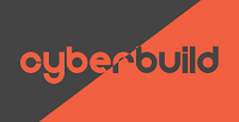 Cyberbuild logo on orange and grey background